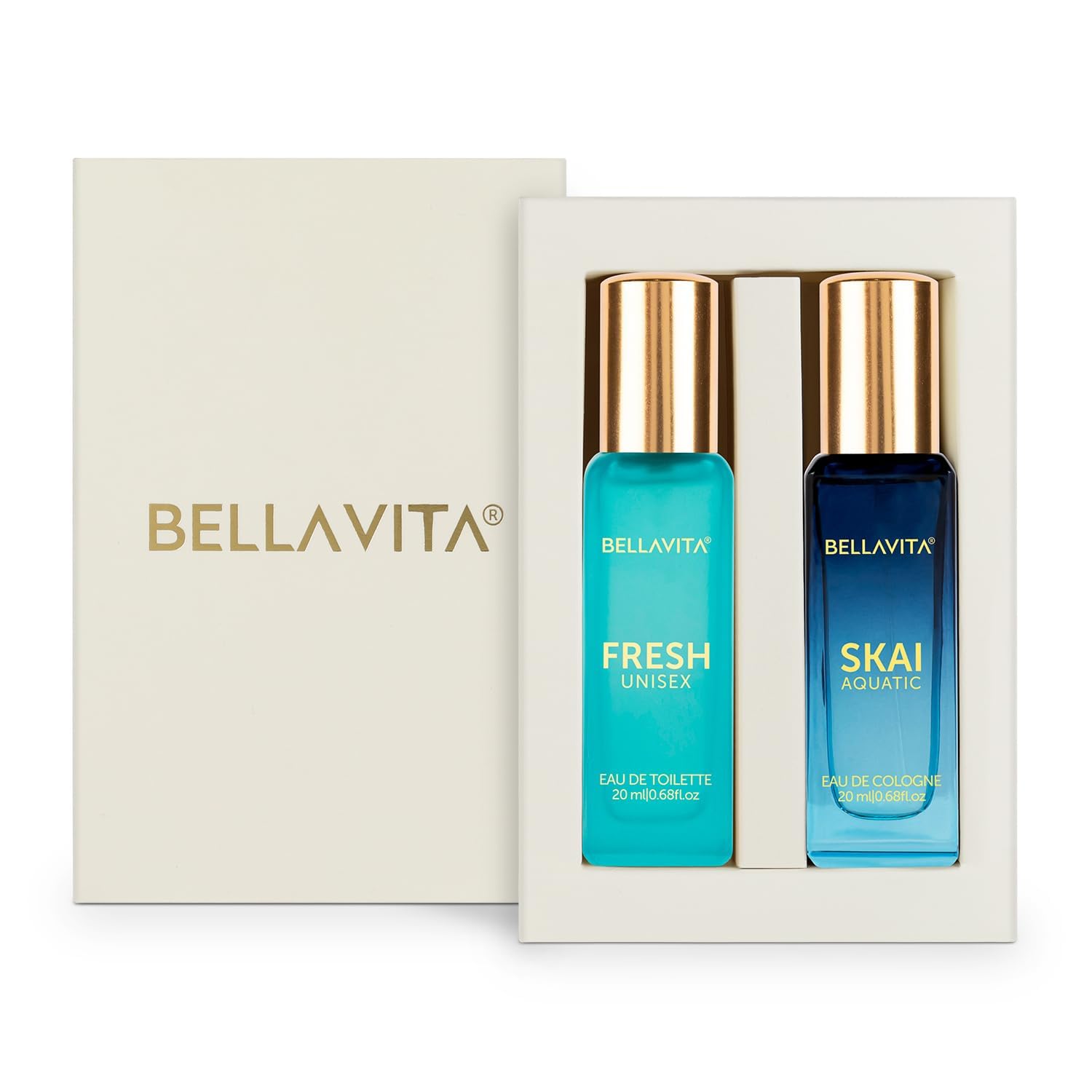 BELLAVITA Skai Aquatic EDC & Fresh EDT | Long Lasting 2x20ml Perfume for Man & Woman | Gifts for Woman | Bergamot, Ylang Ylang, Pink Pepper | Premium Fragrance at ₹179 – Amazon
