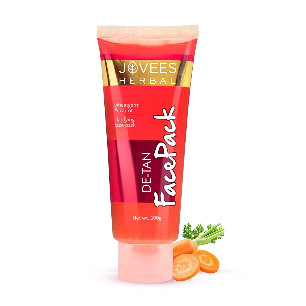 Jovees Herbal De-Tan Face Pack | Contains Wheat Germ and Carrot | For Tan Removal and Skin Revitalization | Bright and Glowing Skin | 100% H at ₹161 – Amazon