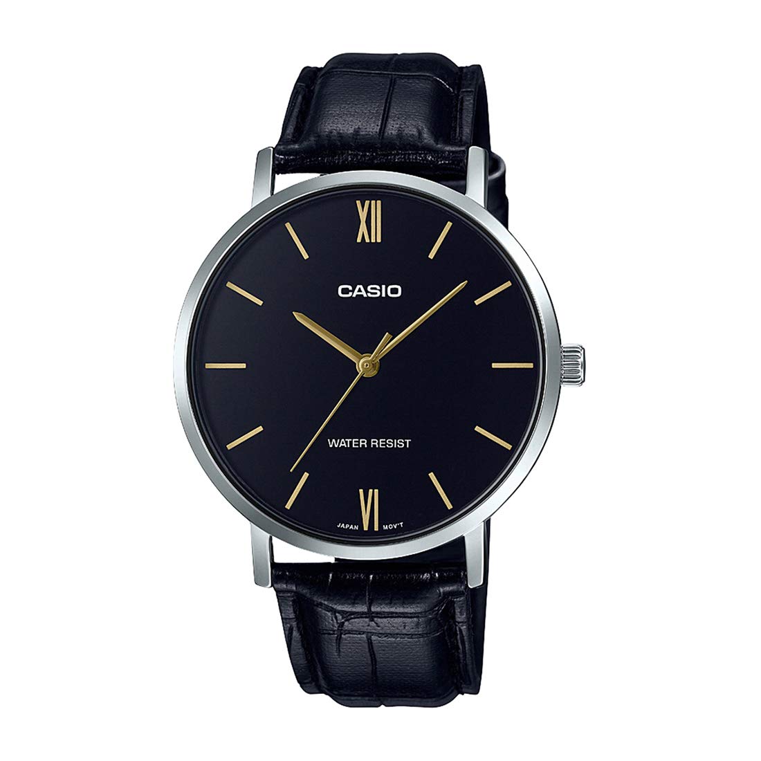 Casio MTP-VT01L-1B Men's Minimalistic Black Dial Black Leather Band Analog Watch at ₹3294 – Amazon