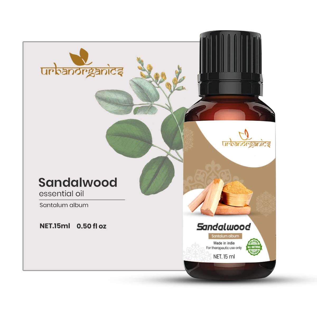 Urbanorganic 100% Pure Sandalwood Essential Oil 15ml | Premium Grade | Deep Hydration & Relaxation | Skin Glow, Meditation & Aromatherapy | at ₹176 – Amazon