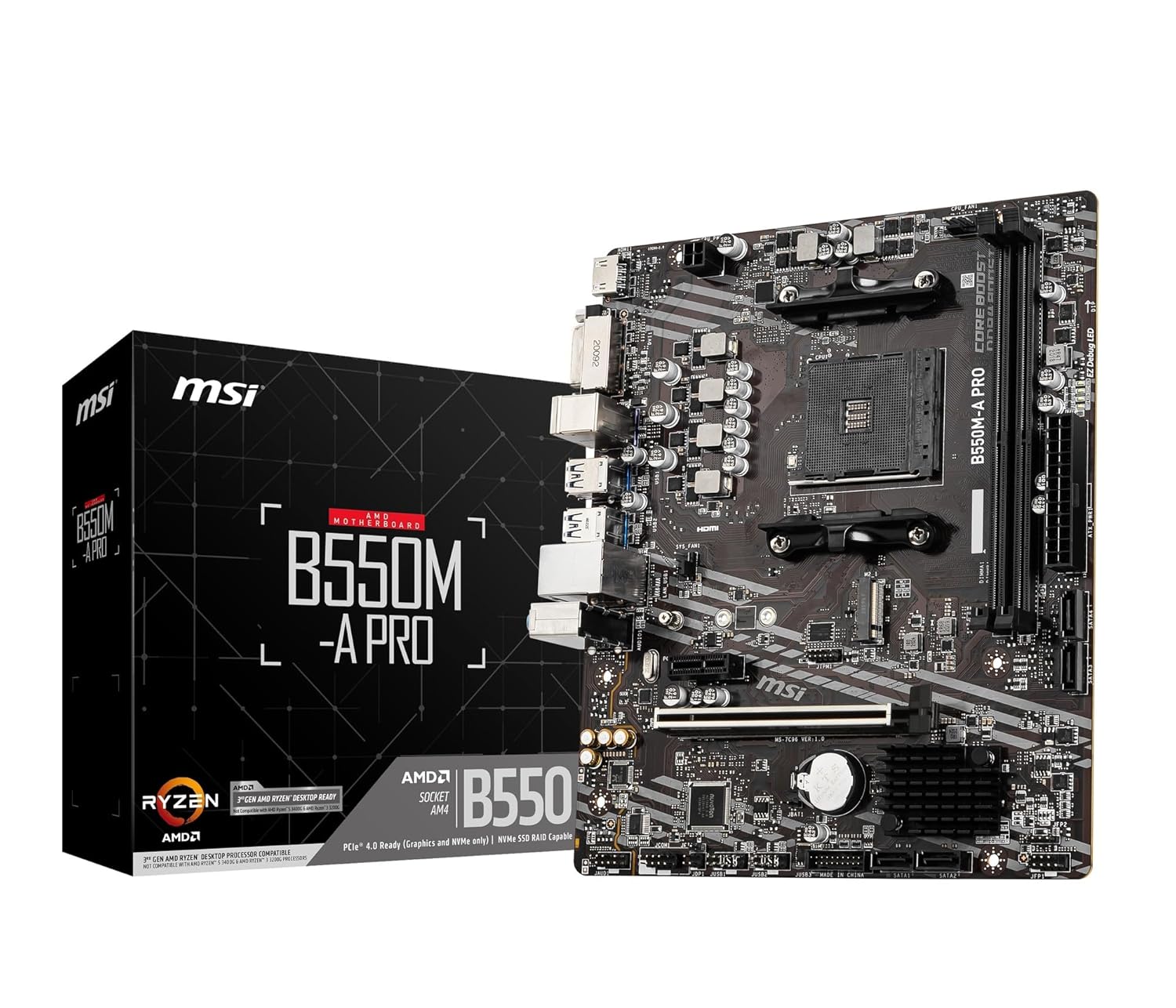 MSI B550M-A PRO Motherboard, Micro-ATX - Supports AMD Ryzen 5000/3000 Series Processors, AM4 Socket, DDR4 Memory Boost 4600 OC, PCIe 4.0 x16 at ₹6639 – Amazon
