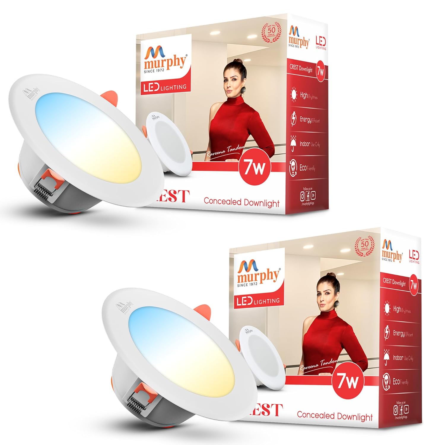 Murphy Crest Premium 7W 3-in-1 LED Concealed Down Light |Cool White, Warm White & Natural White | Switch Controlled Color Changing | Modern at ₹298 – Amazon