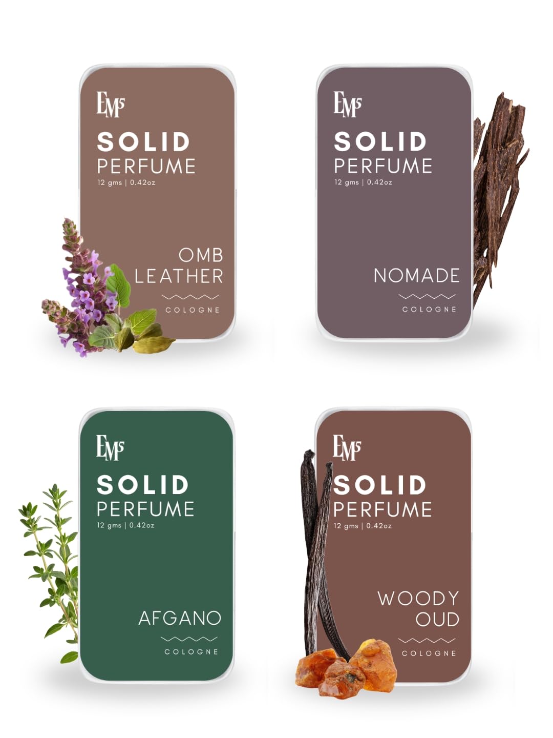 EM5 Masculine Solid Perfume Set of 4 Men | Organic Wax, Skin Friendly, FDA Approved | Woody Oud, Nomade, Omb Leather & Afgano Fragrances | A at ₹499 – Amazon