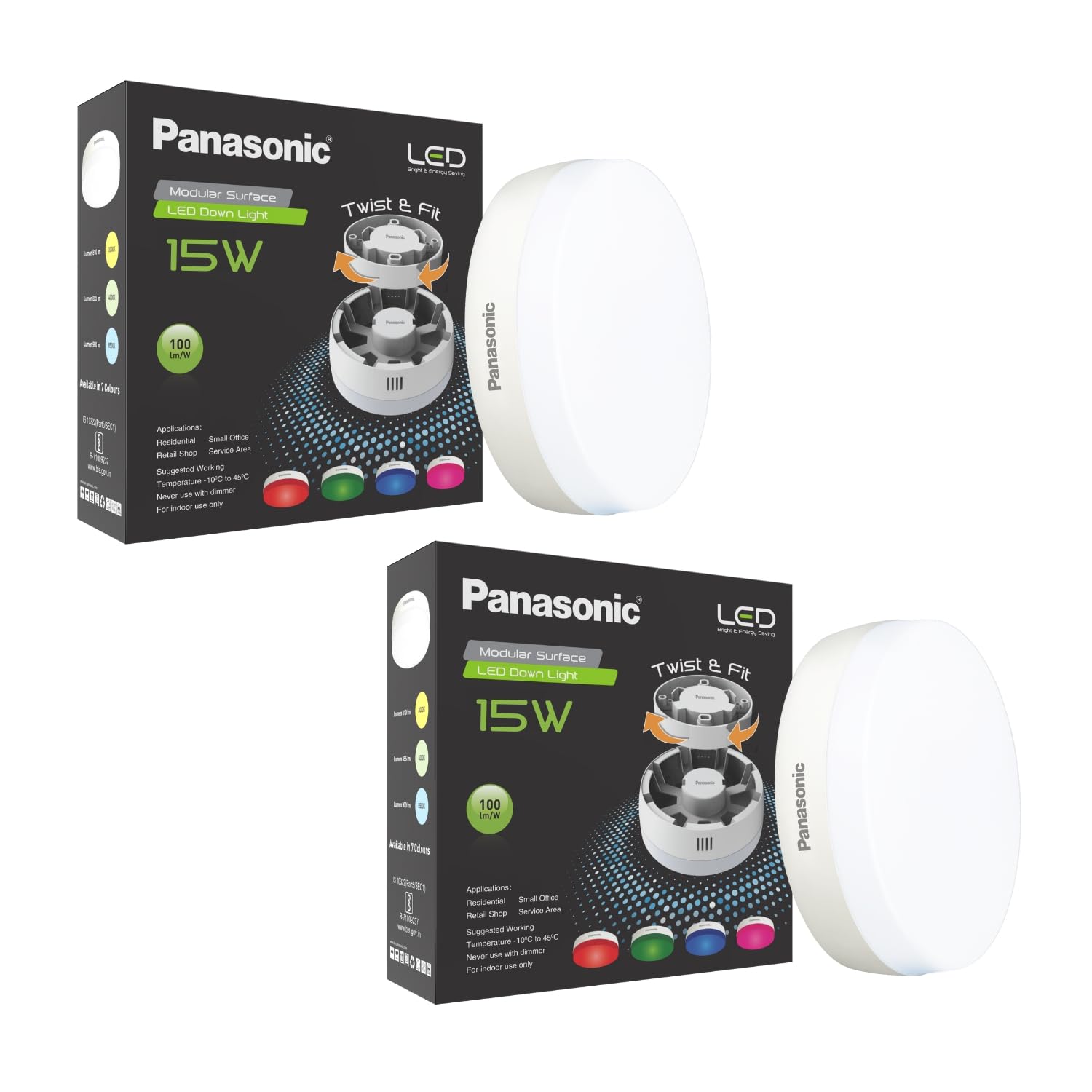 Panasonic 15W LED Round Downlight for Ceiling | Twist & Fit Round LED Modular Surface Ceiling Light for Home & Hall (Cool White,PDLM22157-2) at ₹797 – Amazon