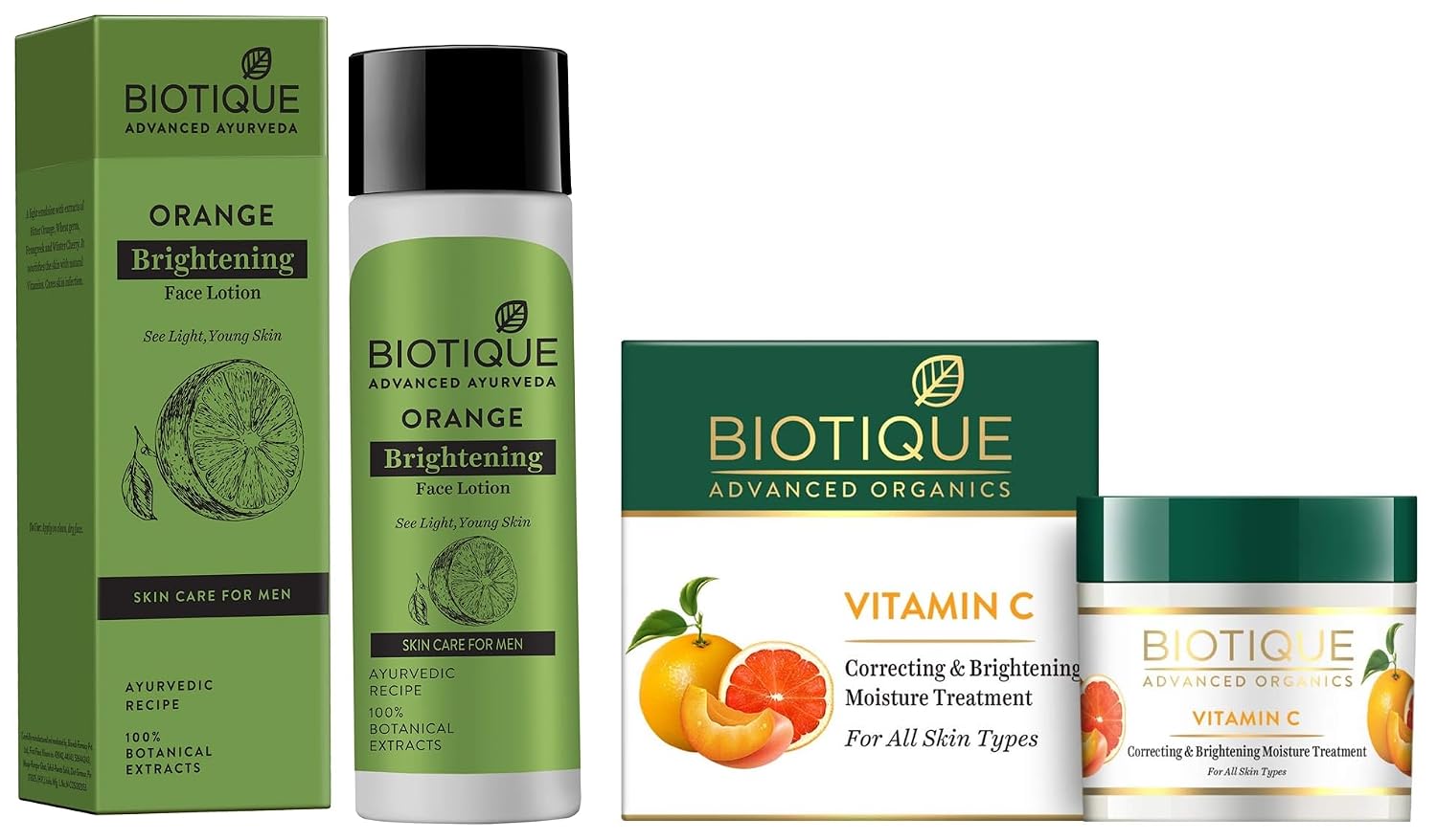 Biotique Vitamin C Correcting and Brightening Non Greasy Face Cream for All Skin Types, 50g & Biotique Bio Orange Whitening Face Lotion for at ₹254 – Amazon