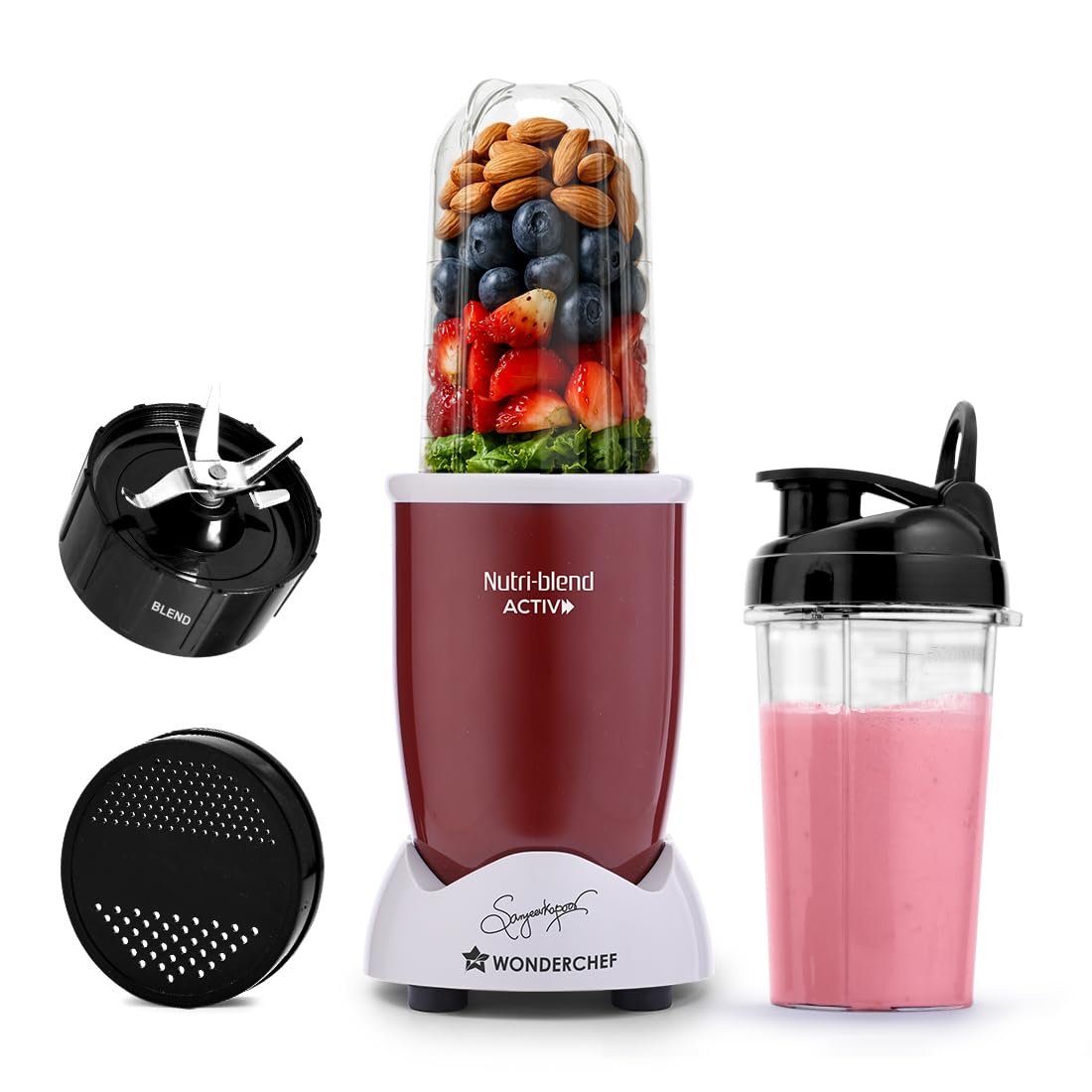 Wonderchef Nutri-blend Activ Mixer Grinder Blender, Smoothie Maker, 500W 22000 RPM 100% Full Copper Motor, 2 Unbreakable Jars, SS Blades, 2 at ₹1779 – Amazon