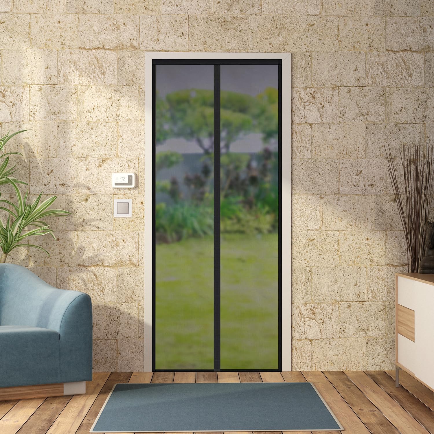 Amazon Brand - Solimo Fiberglass Magnetic Mosquito Net Screen Door - Hands Free Mesh Partition | Auto-Closing Insect Screen to Keep Bugs Out (210x100 cm, Grey) at ₹514 (66% Off) – Amazon