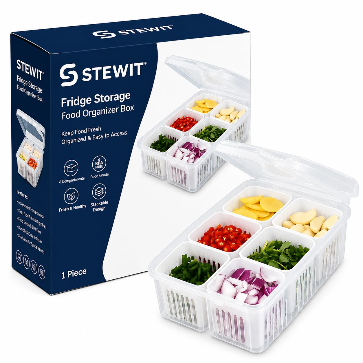 Stewit® Fridge Storage Boxes Freezer Storage Containers, Container for Kitchen Storage Set, Storage in Kitchen, Vegetable Storage, Draining at ₹116 – Amazon