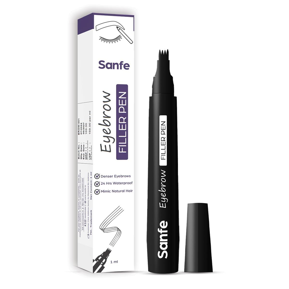 Sanfe Eyebrow Filler Pen | Waterproof Microblading Brow Pen | 4 Fork Tip Eyebrow Pencil for Natural Hair-Like Strokes | Long Lasting Smudge at ₹127 – Amazon