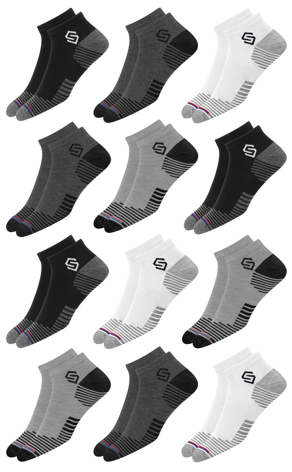 SWAGR 12 Pairs Sports Cotton Ankle Length Socks for Men, Pack of 12., Assorted at ₹168 – Amazon