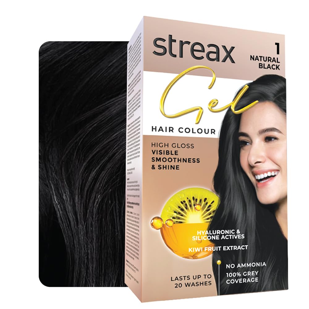Streax Gel Hair Colour for Women & Men, Natural Black 1, 150 ml | Hair Colour Black| 100% Grey Coverage | Long Lasting Hair Color, Easy to U at ₹146 – Amazon
