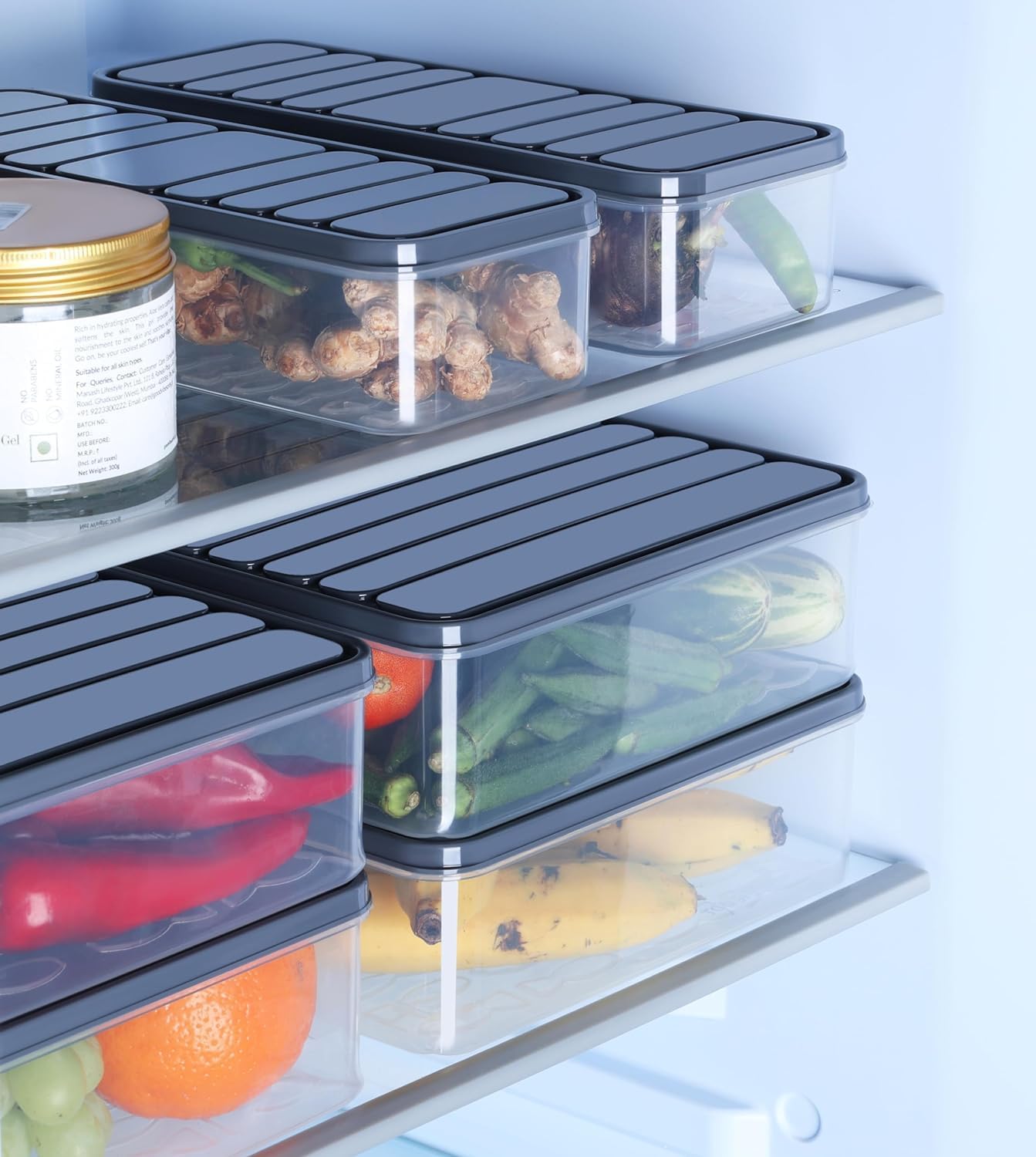 TEKCOOL Polypropylene Fridge Storage Boxes Freezer Storage Containers, For Kitchen Storage Set, Storage In Kitchen, Vegetable Storage, Drain at ₹286 – Amazon