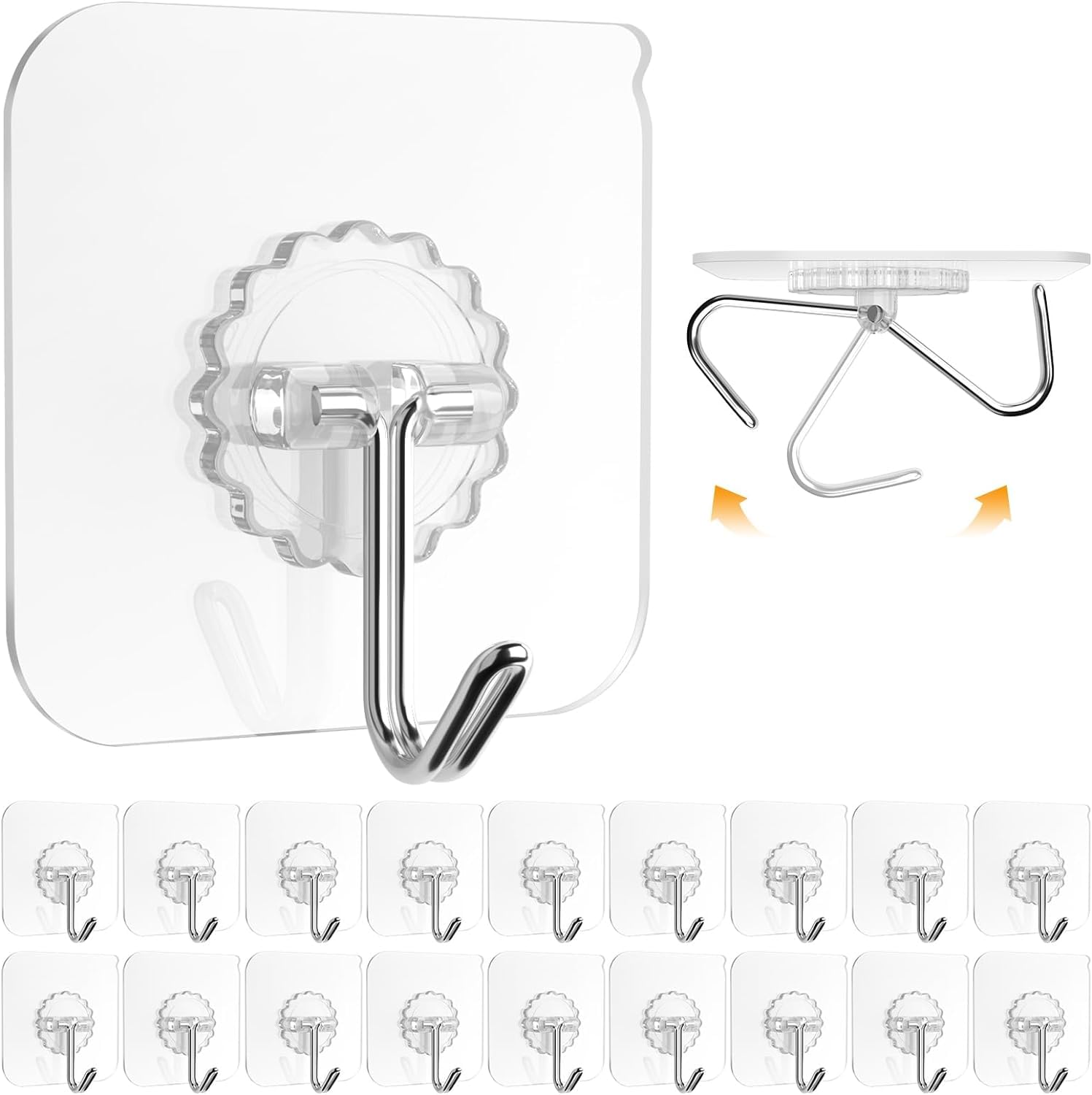 RADIANT Wall Hooks for Hanging, Self Adhesive Heavy Duty Wall Hooks, Wall Hangings, Kitchen Accessories (Transparent Hook, Pack of 15) at ₹139 – Amazon