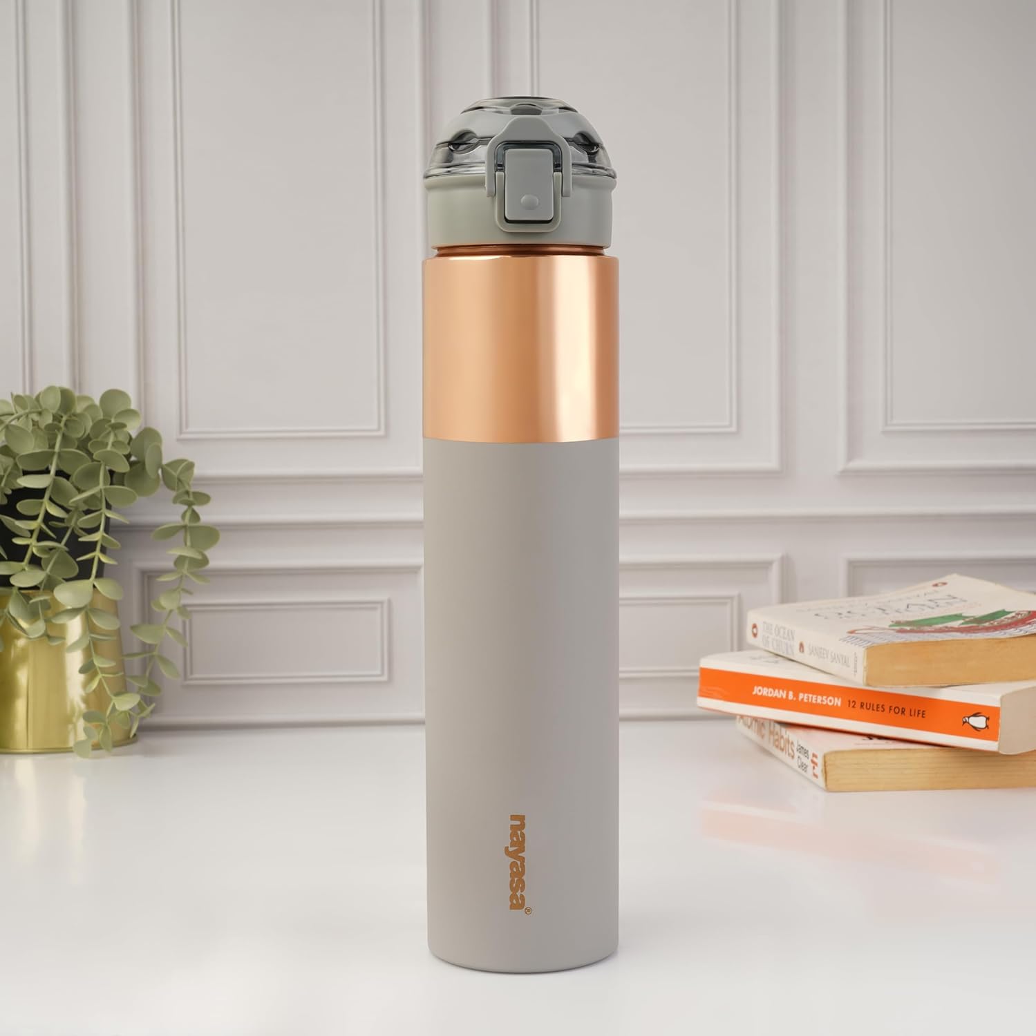 Nayasa Saffron Copper Bottle | 1000 ML | Leak Proof and Durable | Premium Copper Bottle | Easy to Clean | Daily Use | Grey at ₹949 – Amazon
