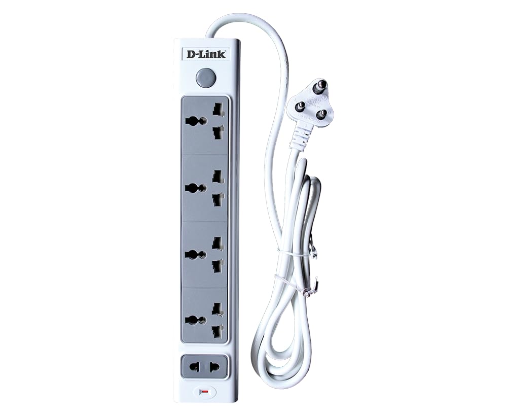 D-Link 4+1 Universal Socket Power Strip with 2M Heavy-Duty Copper Cable | Smart Fuse with Surge & Overload Protection | Flame-Retardant, Chi at ₹499 – Amazon