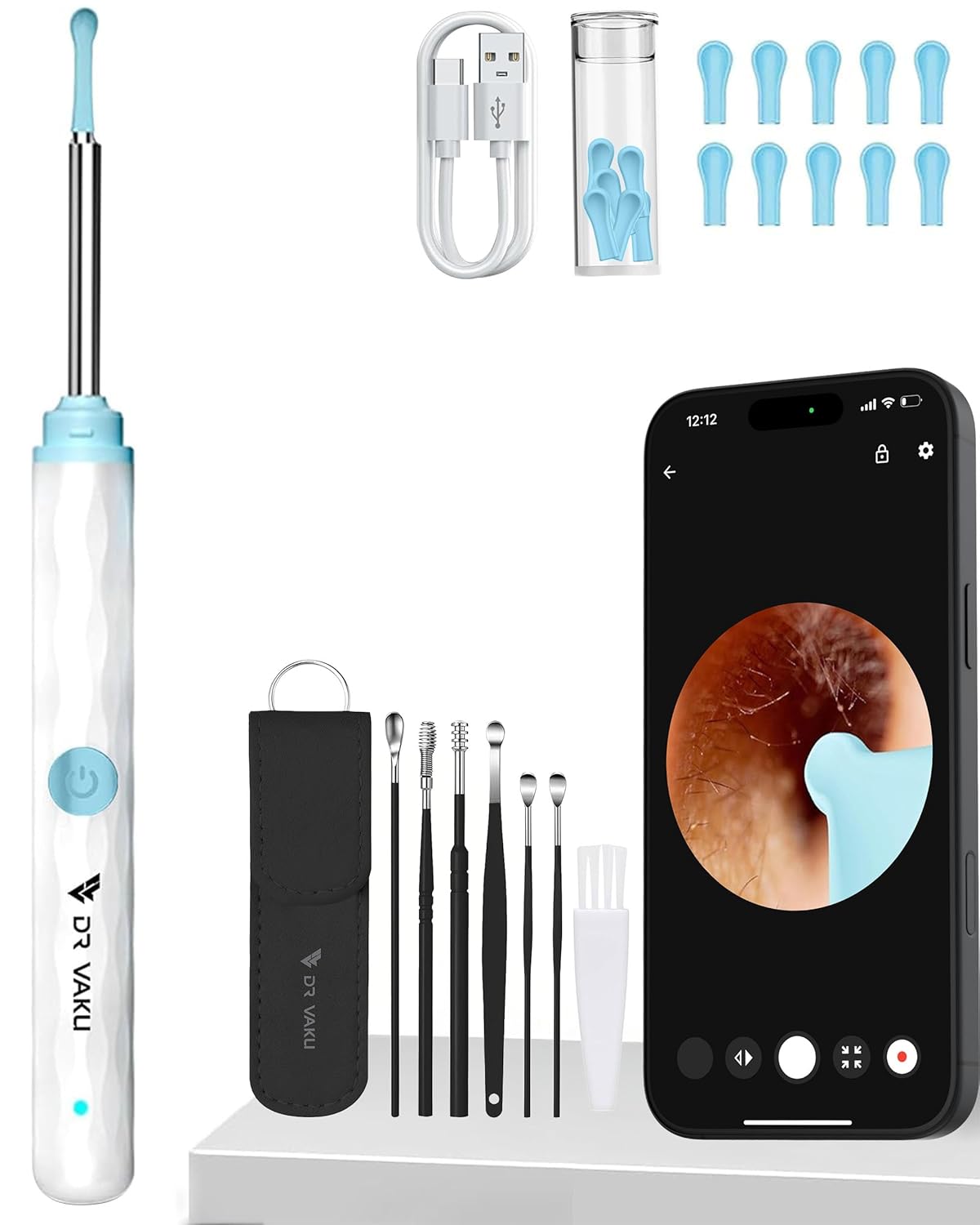 Dr Vaku® Earocam Ear Cleaner Earwax Removal Tool with Extra Cleaning Kit (Set of 8) HD Camera Wifi Connection & 6 LED Lights Endoscope Tool at ₹947 – Amazon