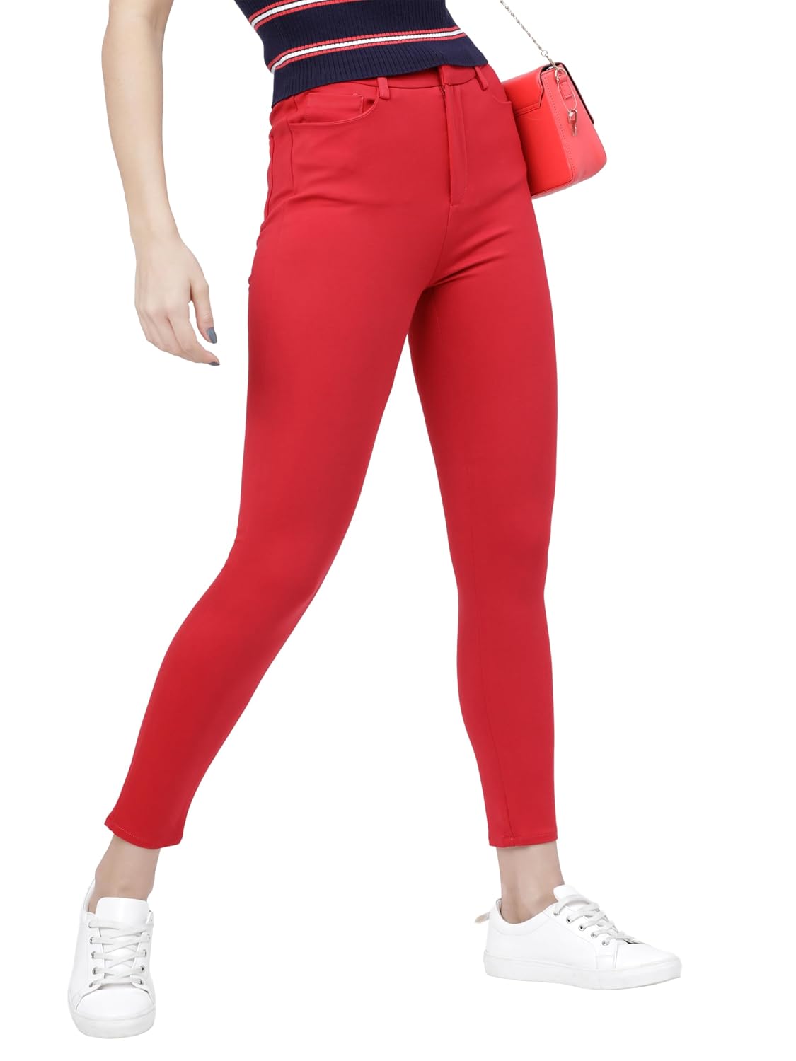 Tokyo Talkies Women's Slim Fit Regular Trousers | Stretchable Trousers| Mid-Rise at ₹247 – Amazon