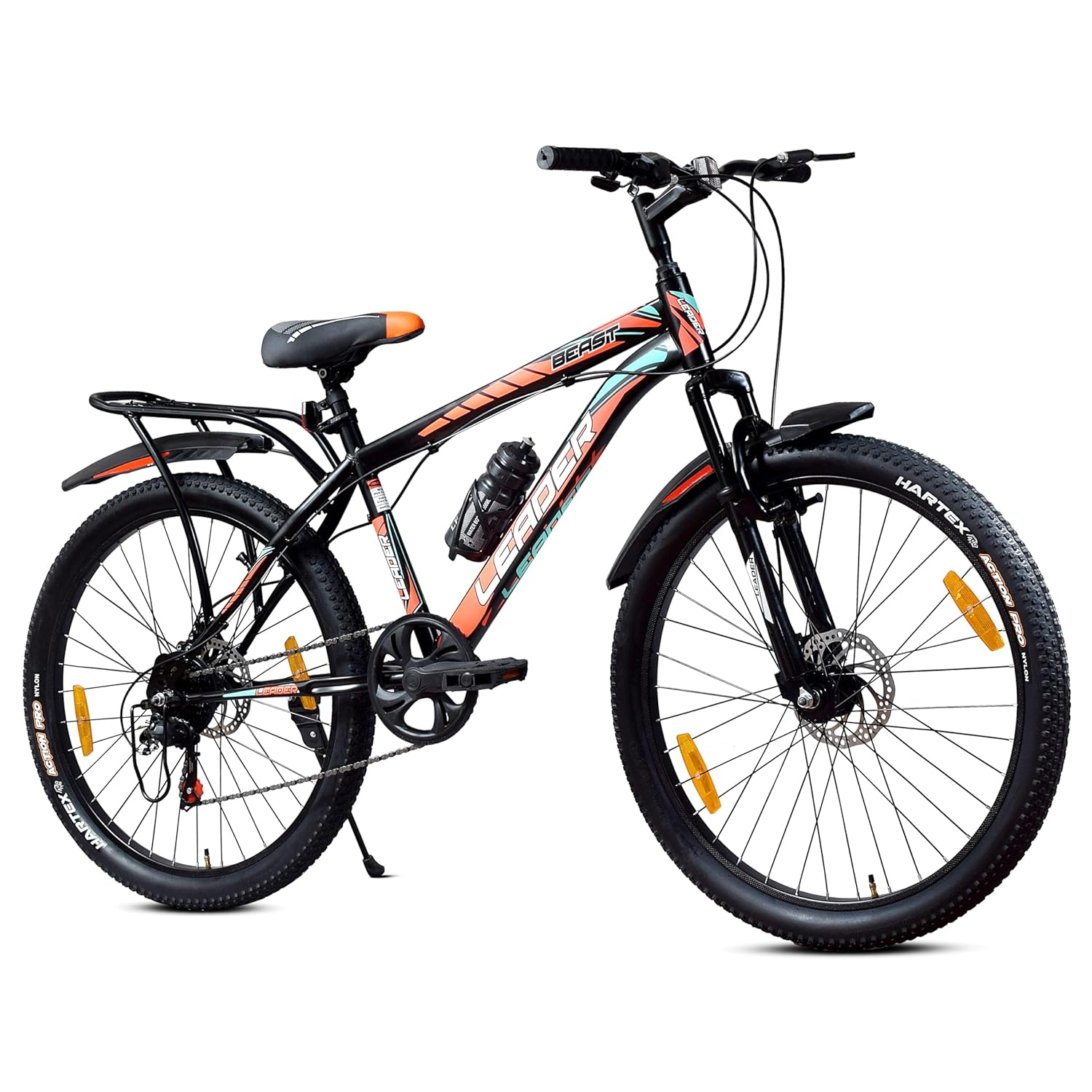 Leader Beast 26T IBC Premium 7 Speed Cycle for Men with inbuilt Carrier | City/Mountain Bike with Front Suspension & Dual Disc Brakes | Gear at ₹6349 – Amazon