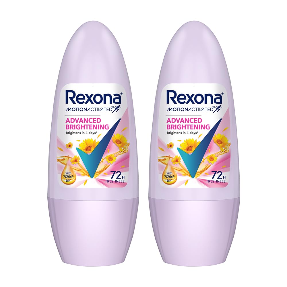 Rexona Women Roll-On | Advanced Brightening Underarm Deodorant | up to 72Hr long-lasting freshness | 45 ML (Pack of 2) at ₹199 – Amazon
