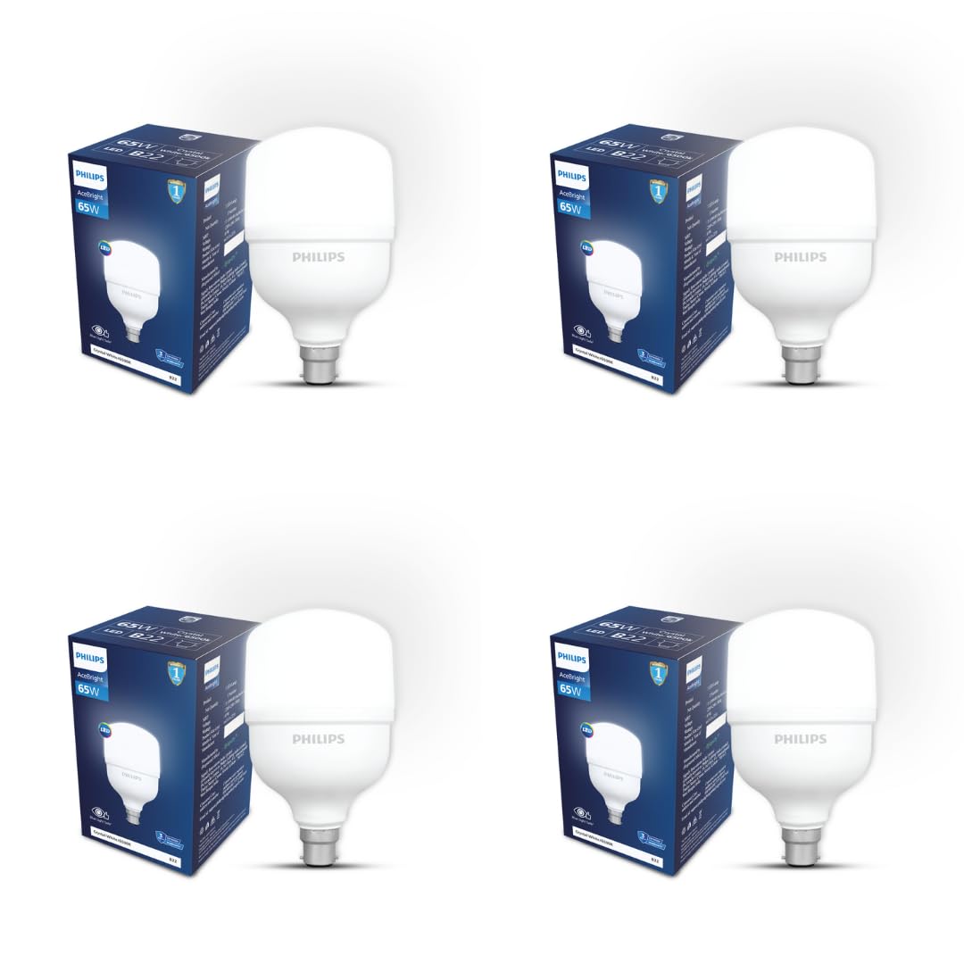 Philips AceBright 65W LED Bulb | 5200 Lumens High Brightness | B22 Base | Energy Efficient Lighting for Home & Commercial Use | Cool DayLigh at ₹1616 – Amazon