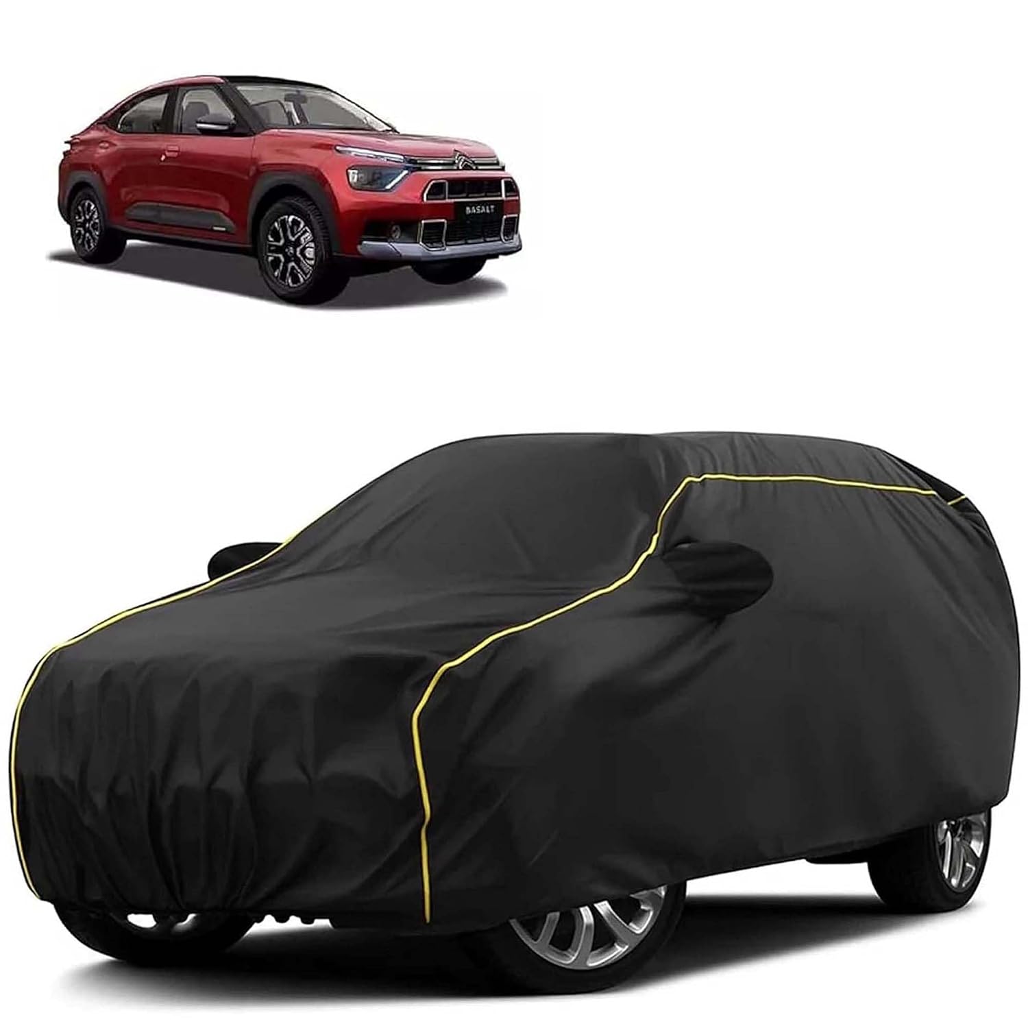 Sulfar 100% Water Resistant Car Body Cover Compatible with Mirror for CITROËN Basalt (Triple Stitched, Full Bottom Elastic, Black Tafetta wi at ₹443 – Amazon