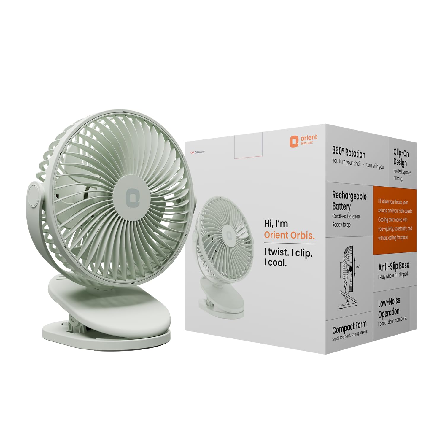 Orient Electric Orbis Rechargeable Personal Fan | 360 Rotati at ₹1034 – Amazon