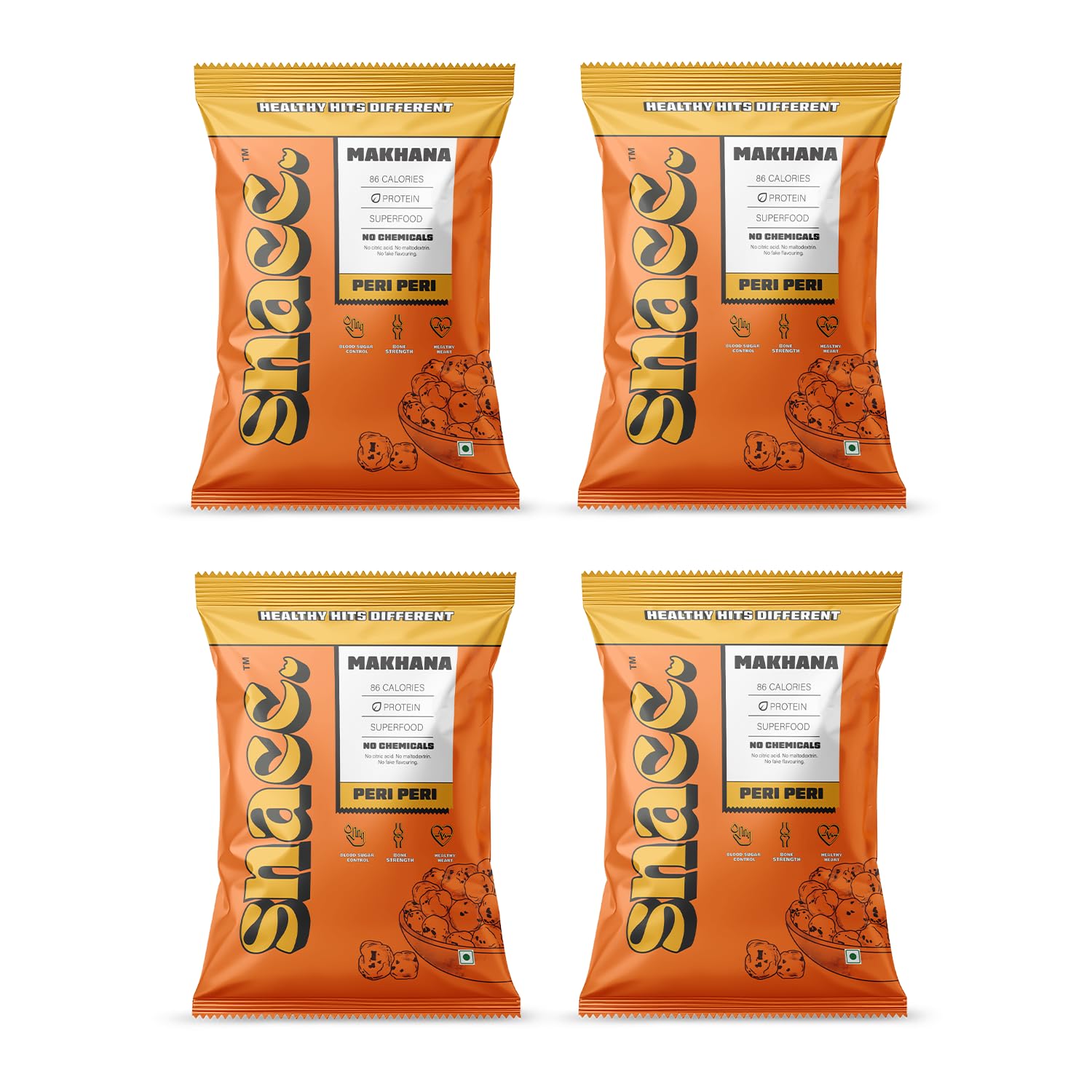 Snacc Peri Peri Makhana, Spicy Roasted Fox Nuts, Protein Rich, Gluten Free, MSG Free, Zero Trans Fat, Zero Sugar, Low Calorie 18 g small poc at ₹80 – Amazon