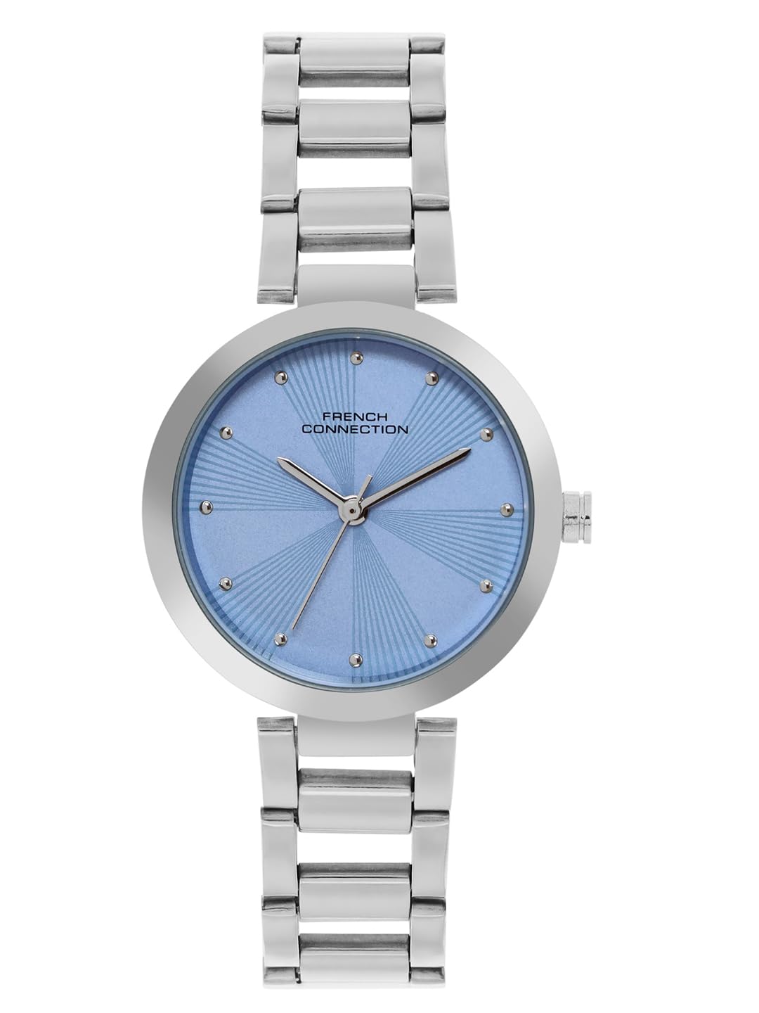 French Connection | Blue dial | Silver Strap | Quartz Watch at ₹935 – Amazon
