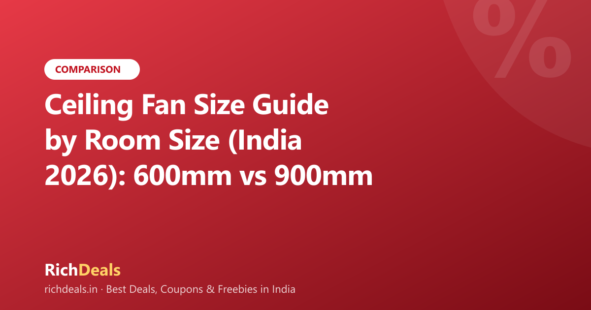 Ceiling Fan Size Guide by Room Size (India 2026): 600mm vs 900mm vs 1200mm vs 1400mm